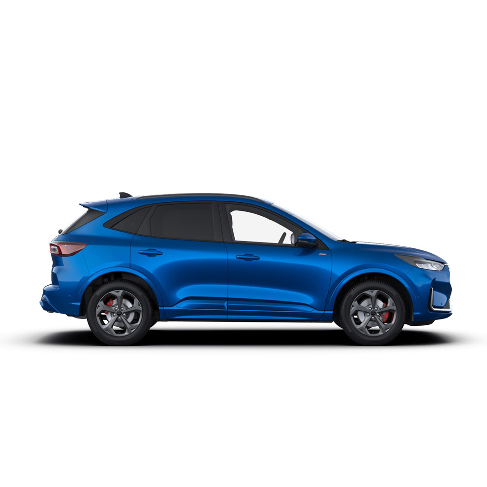Une voiture hybride rechargeable Ford Kuga vert.