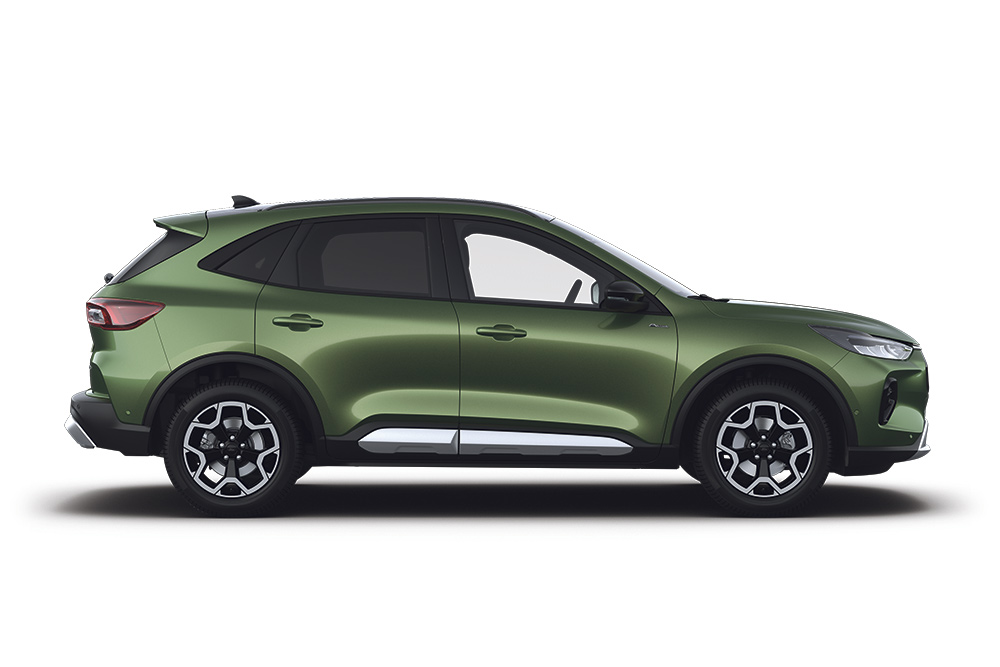 Une voiture hybride Ford Kuga verte.