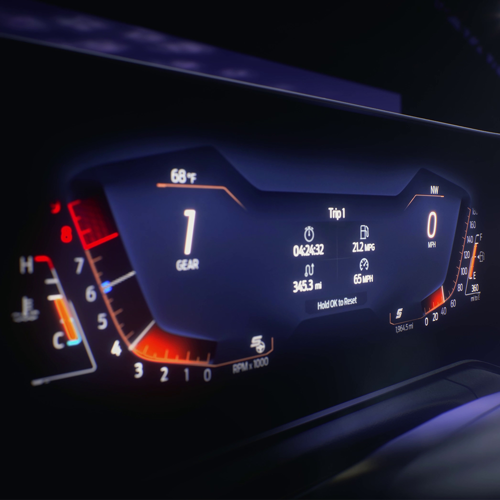 Tableau de bord numérique de la Ford Mustang