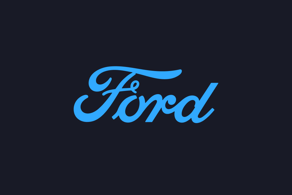 Logo Ford sur fond noir