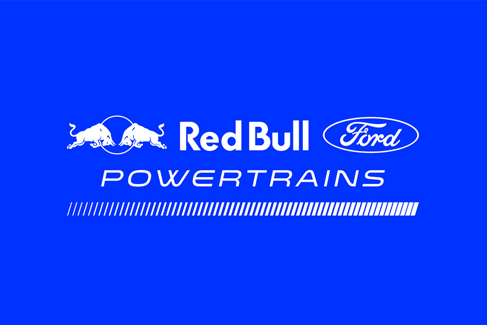 Logo de Red Bull Ford Powertrains pour la Formule 1 sur fond bleu